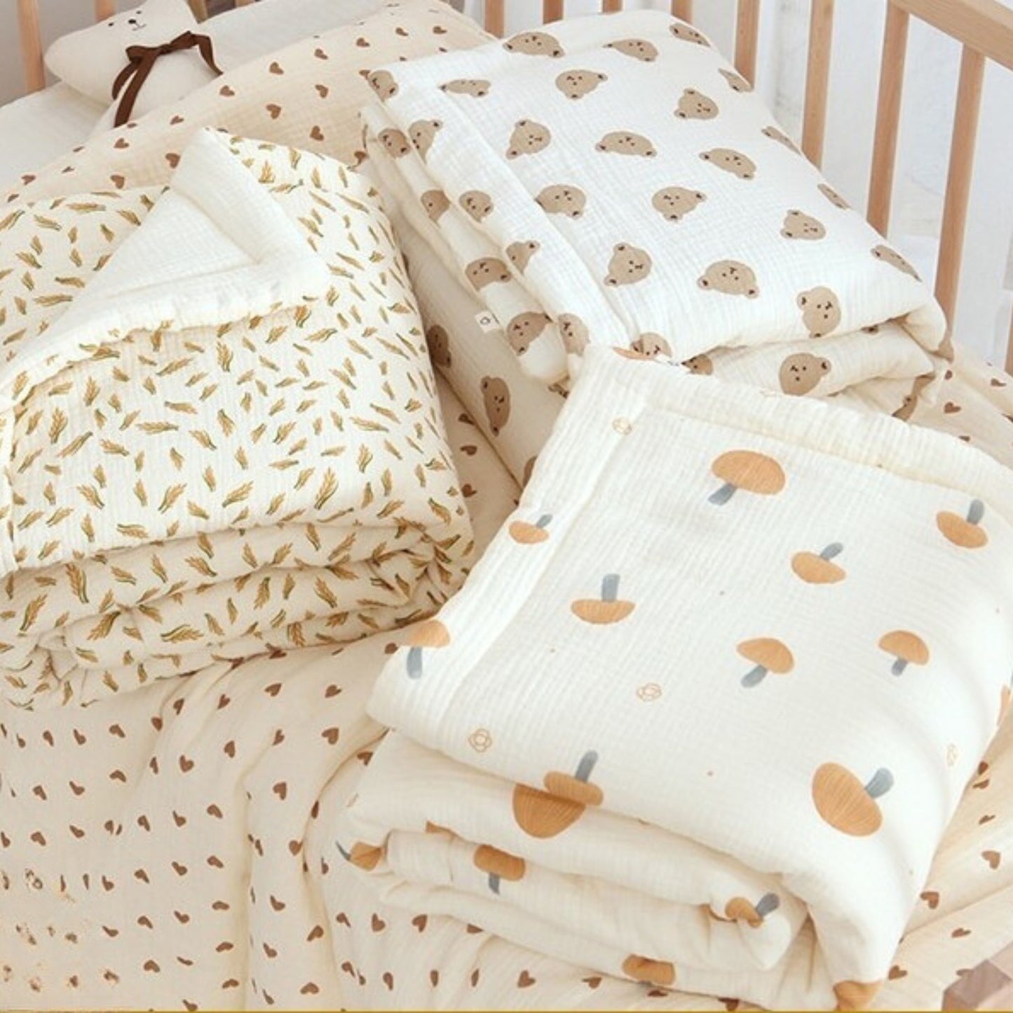 Earthy Muslin Cotton Crib Quilt