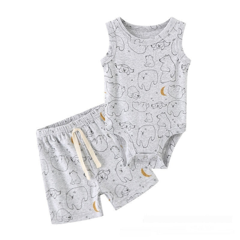 Two Piece Cotton Onesie and Shorts Set