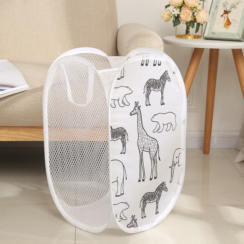 Simple Safari Mesh Folding Laundry Basket