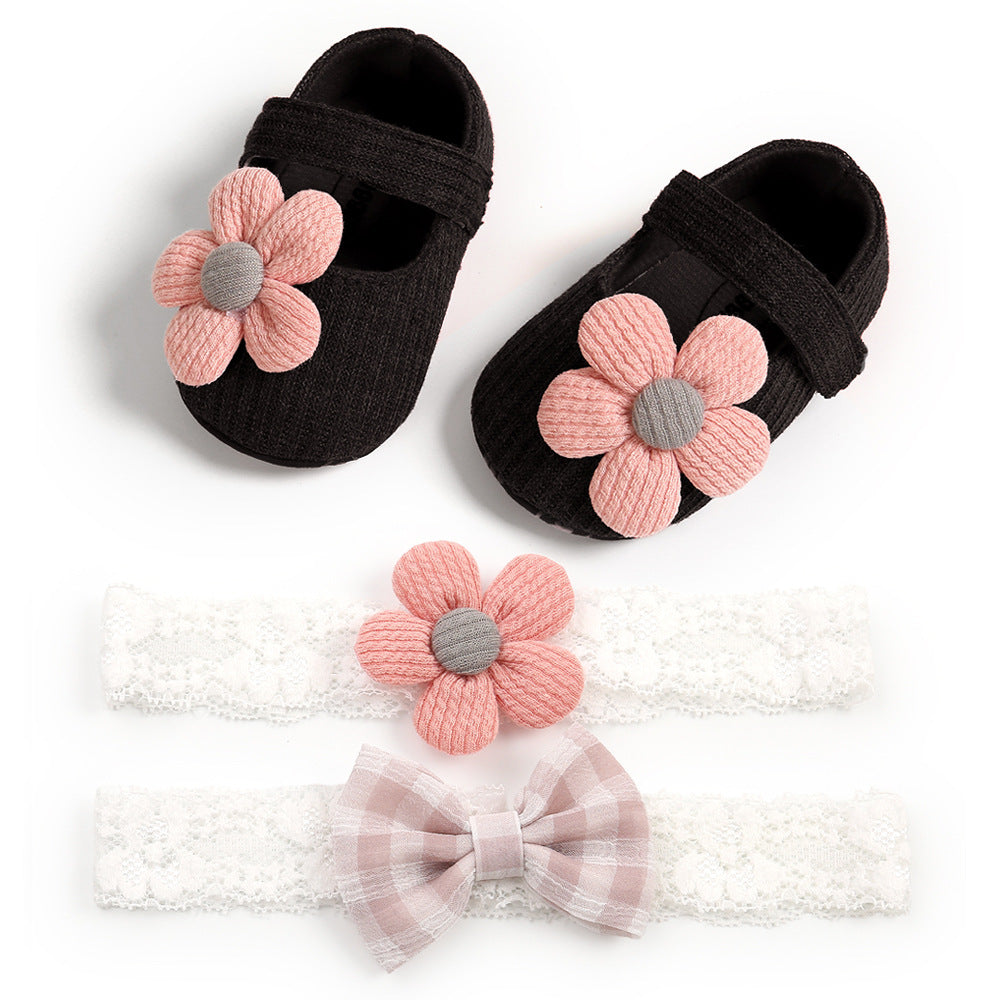 Just Flowers Soft-Sole Shoes & Matching Headband Set