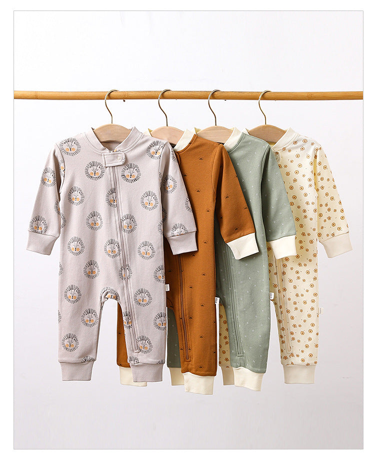 Long Sleeve Cotton Romper in Earthy Designs