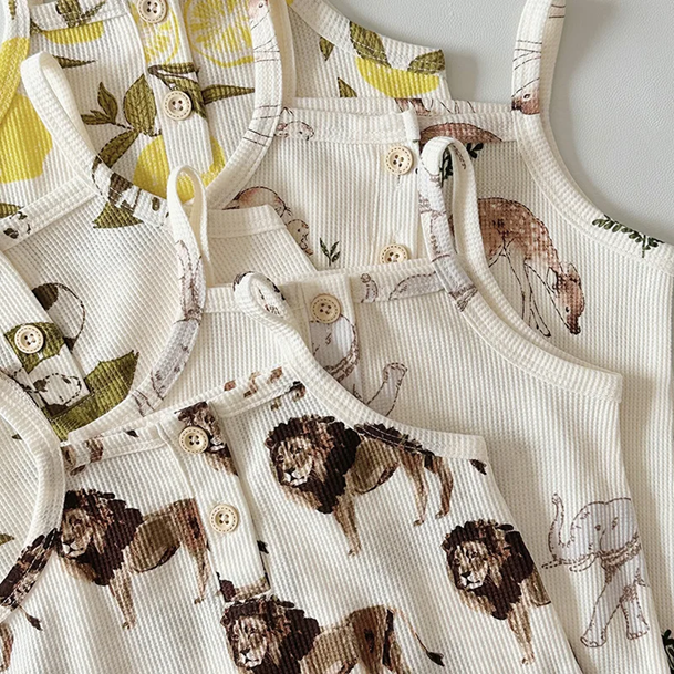 Earthy Cotton Summer Sleeveless Onesie (4 designs)