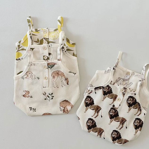 Earthy Cotton Summer Sleeveless Onesie (4 designs)