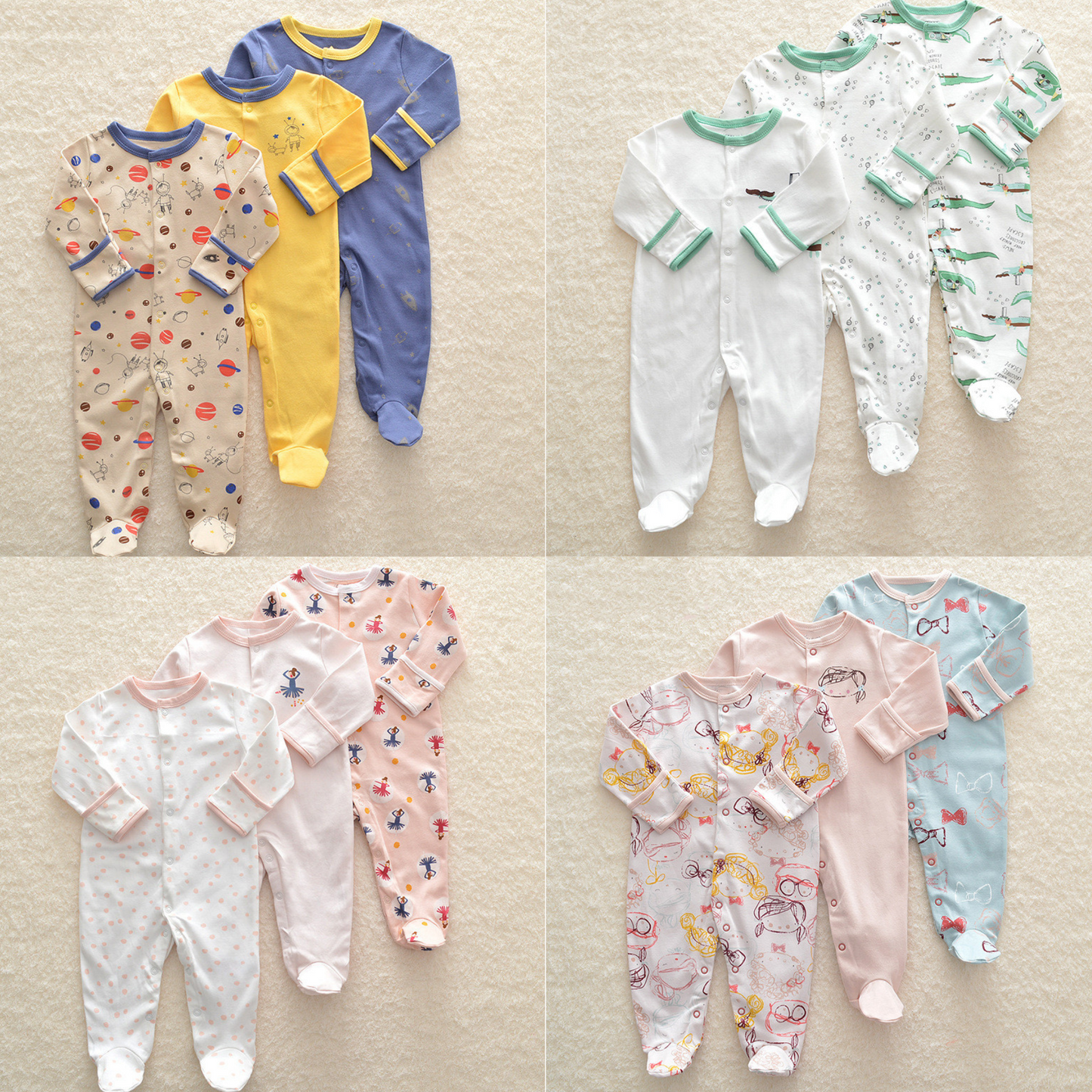 Earthy Cotton Onesies (Pack of 3) for Boys and Girls