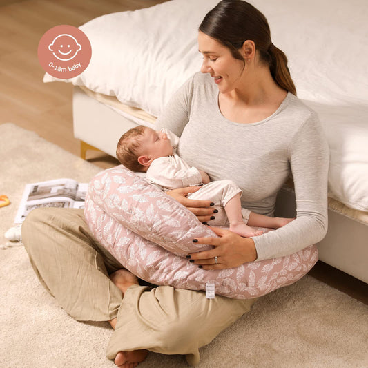 Earthy Cotton Nursing Pillow with Removable Cover