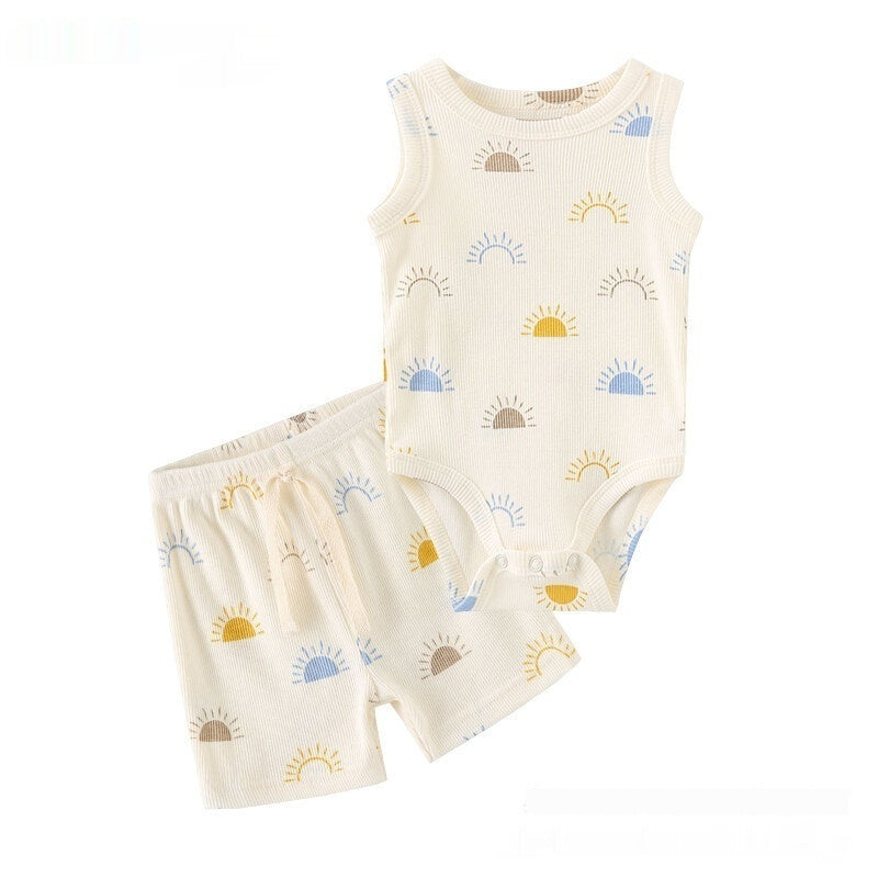 Two Piece Cotton Onesie and Shorts Set